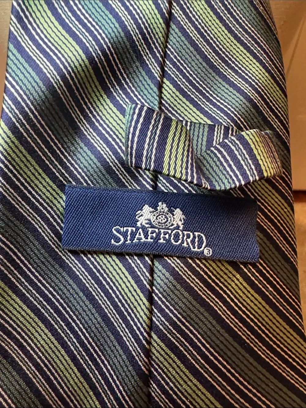 Stafford Diagonal Stripe Tie in Blue and Green